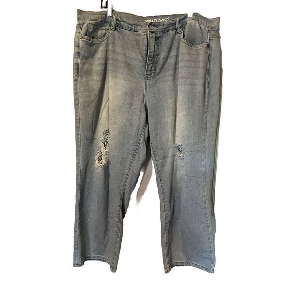 Wallflower‎ Fearless Curvy Super High Rise Straight Jeans Women's 20W Distressed - Picture 1 of 12